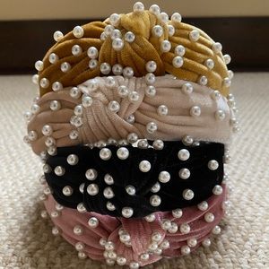 Velvet Knot Headbands with Pearls